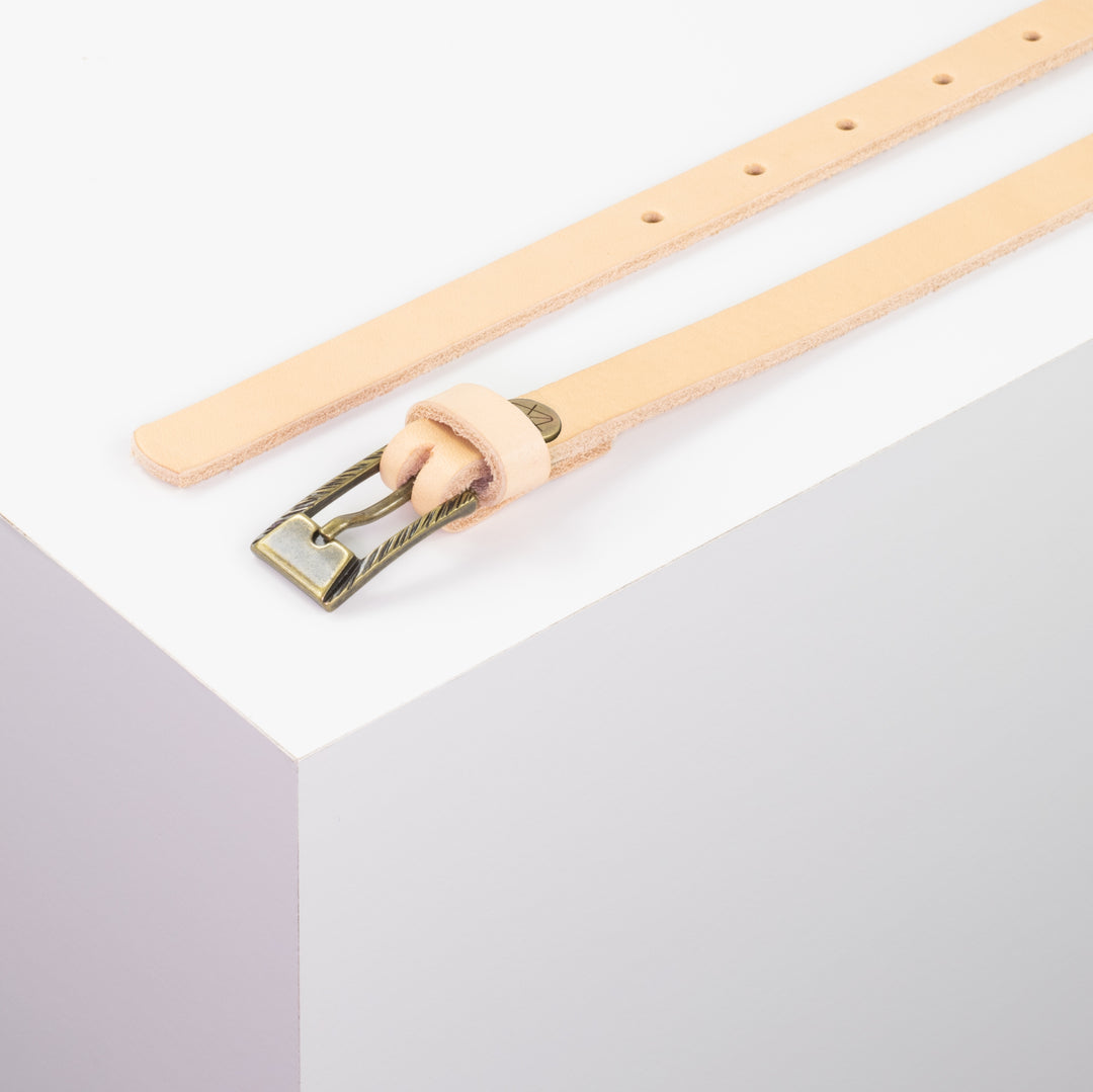 Ledergürtel 1,5cm mit Schnalle Kairo messing natur ohne Muster