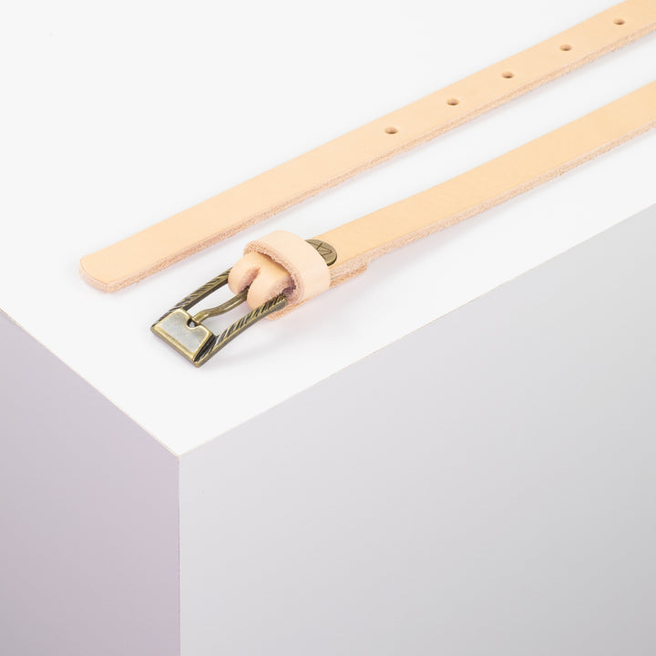 Ledergürtel 1,5cm mit Schnalle Kairo messing natur ohne Muster