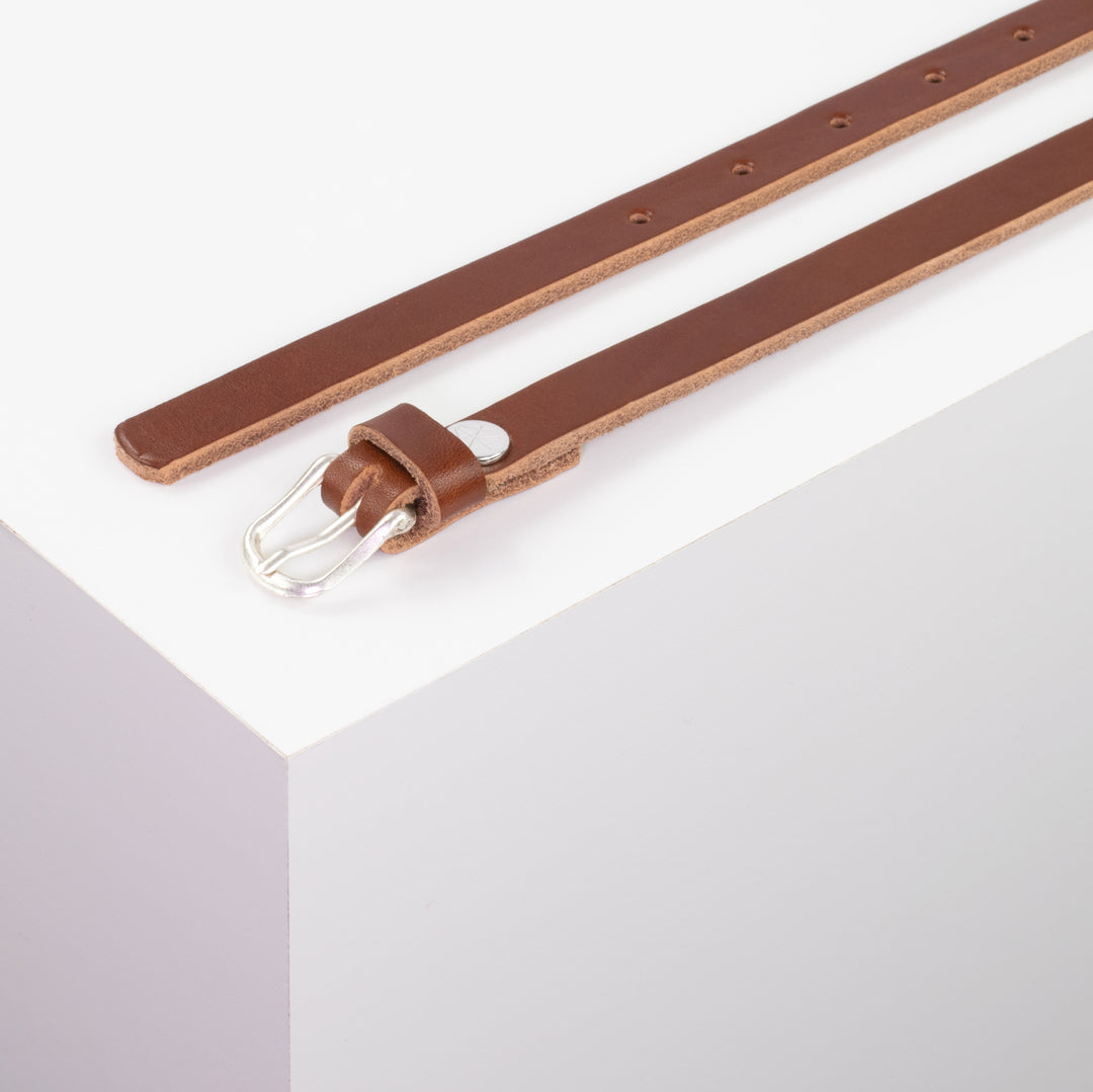 Ledergürtel 1,5cm mit Schnalle Bern cognac ohne Muster