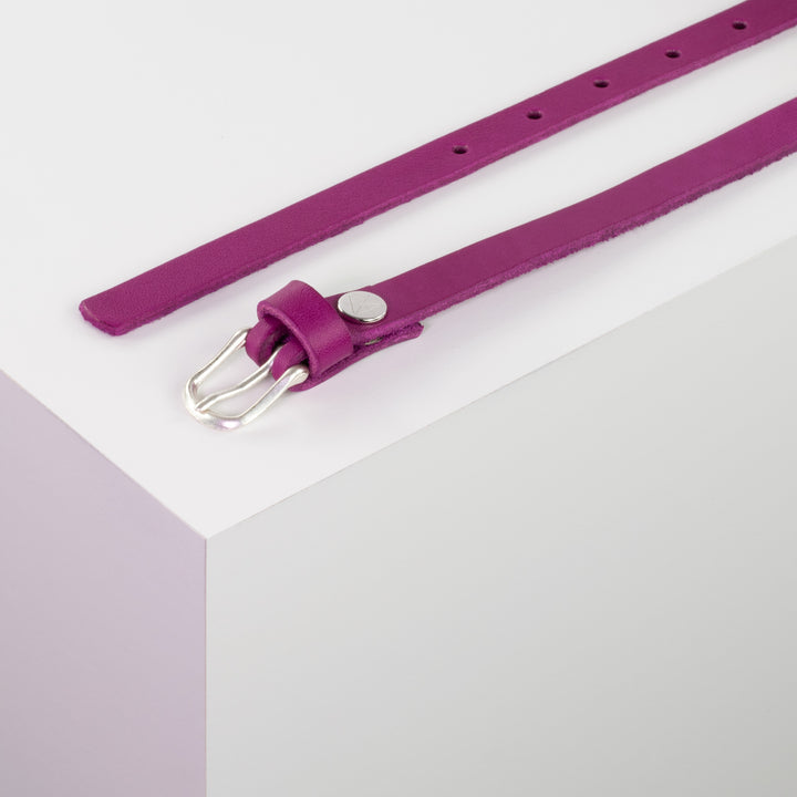 Ledergürtel 1,5cm mit Schnalle Bern pink ohne Muster
