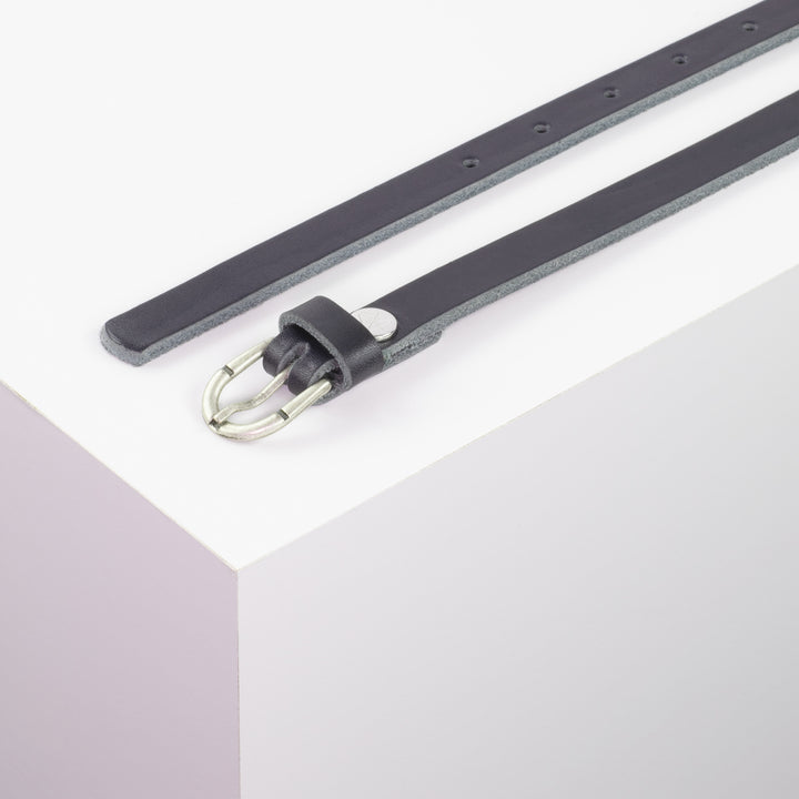 Ledergürtel 1,5cm mit Schnalle Sevilla silber matt navi ohne Muster