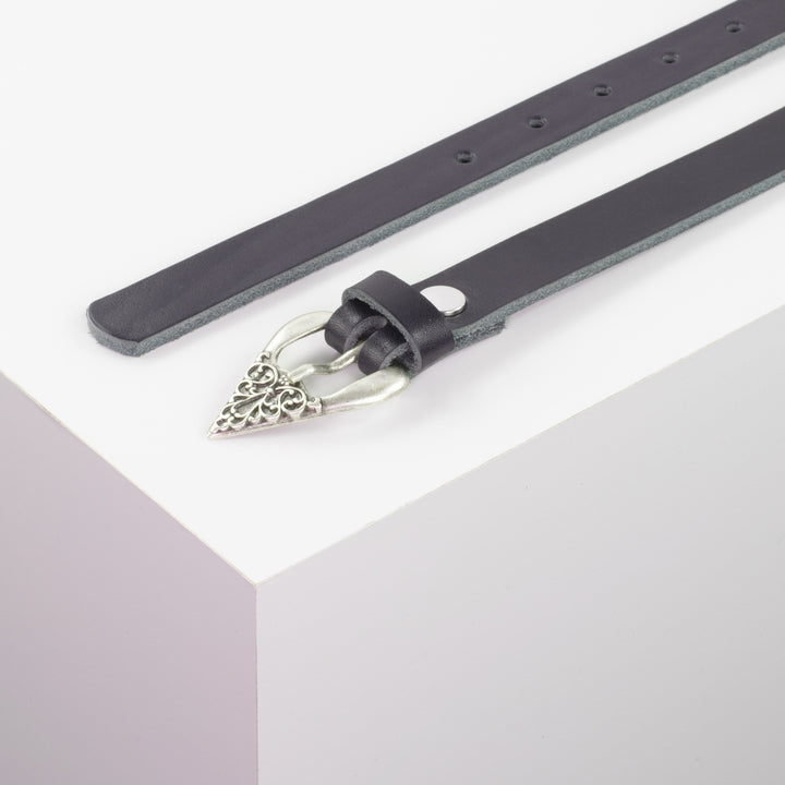 Ledergürtel 2cm mit Schnalle Strasbourg navi ohne Muster