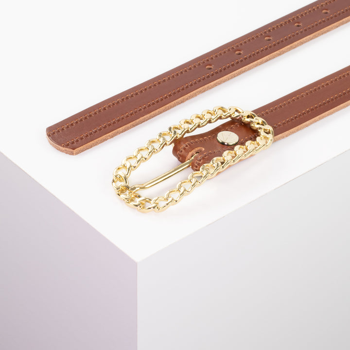 Ledergürtel 2,5cm mit Schnalle Venedig cognac Reißverschluss