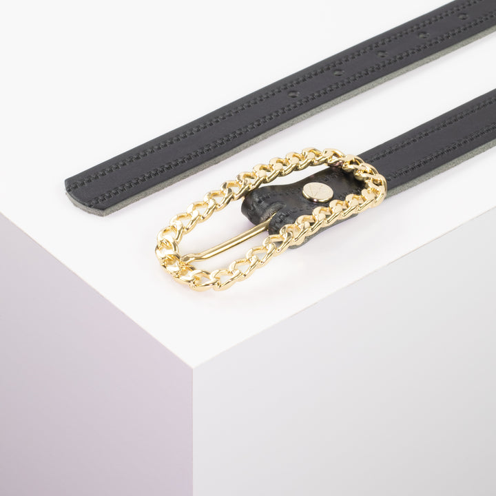 Ledergürtel 2,5cm mit Schnalle Venedig schwarz Reißverschluss