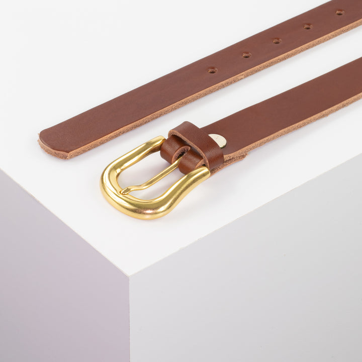 Ledergürtel 2,5cm mit Schnalle Lissabon cognac ohne Muster