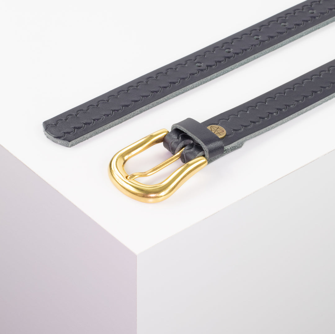 Ledergürtel 2,5cm mit Schnalle Lissabon navi kleine Welle