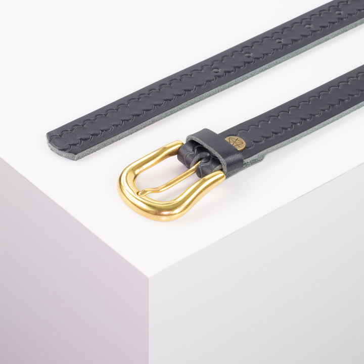 Ledergürtel 2,5cm mit Schnalle Lissabon navi kleine Welle