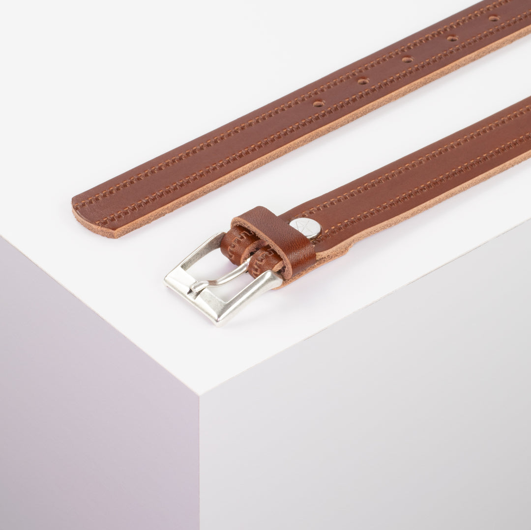 Ledergürtel 2,5cm mit Schnalle Dublin cognac Reißverschluss