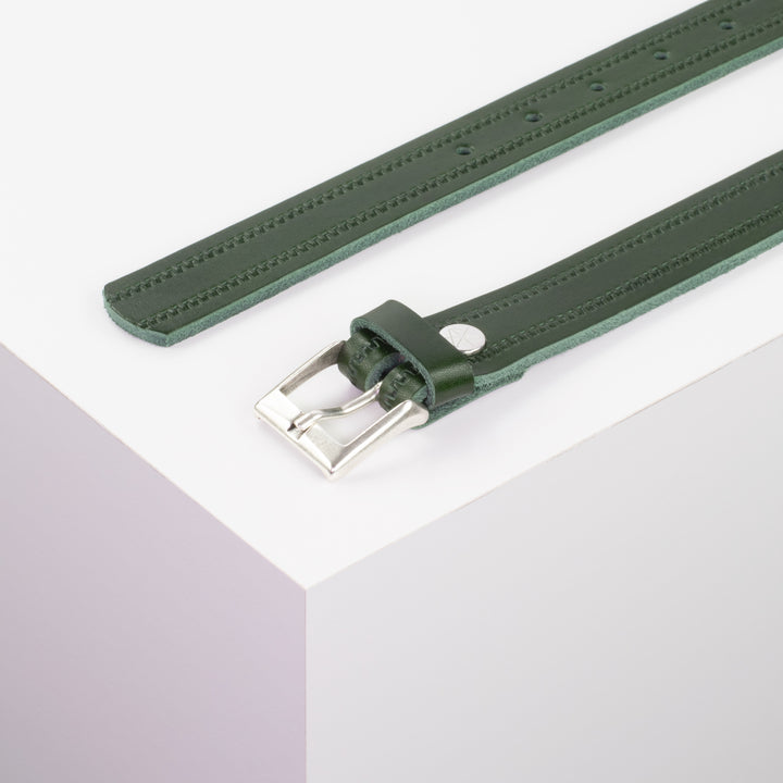 Ledergürtel 2,5cm mit Schnalle Dublin grün Reißverschluss