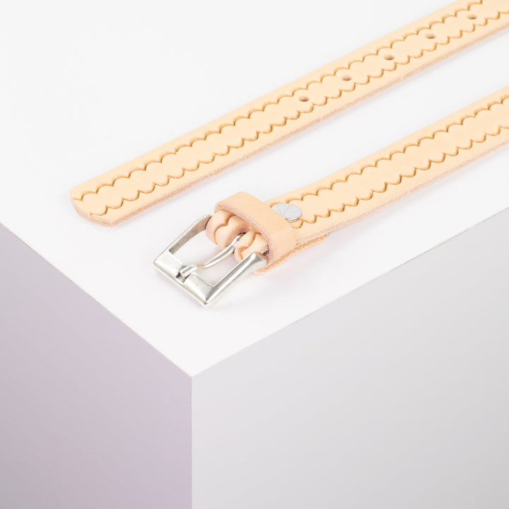 Ledergürtel 2,5cm mit Schnalle Dublin natur kleine Welle