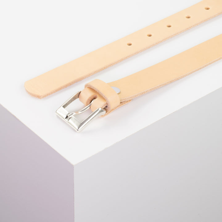 Ledergürtel 2,5cm mit Schnalle Dublin natur ohne Muster