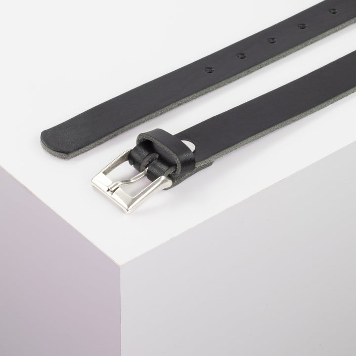 Ledergürtel 2,5cm mit Schnalle Dublin schwarz ohne Muster