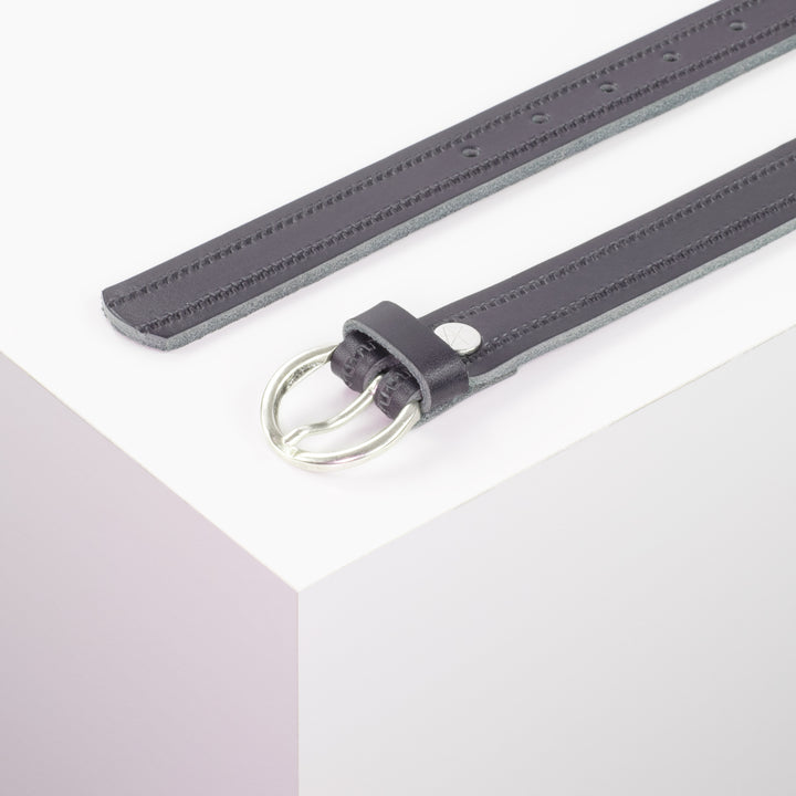 Ledergürtel 2,5cm mit Schnalle Oslo silber navi Reißverschluss
