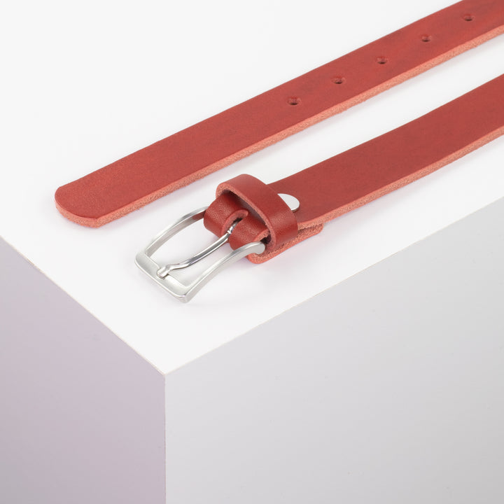 Ledergürtel 2,5cm mit Schnalle Melbourne rot ohne Muster