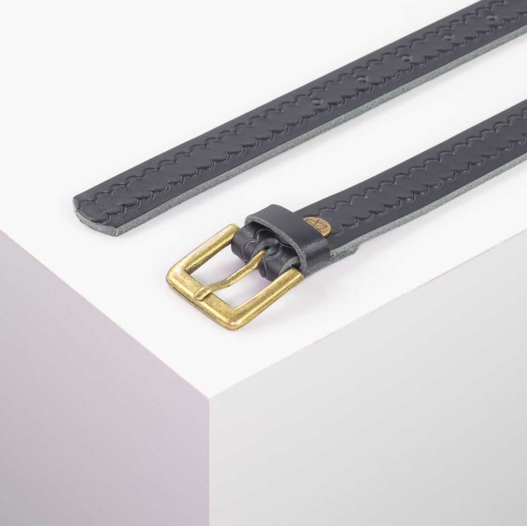 Ledergürtel 2,5cm mit Schnalle Tarifa Messing navi kleine Welle