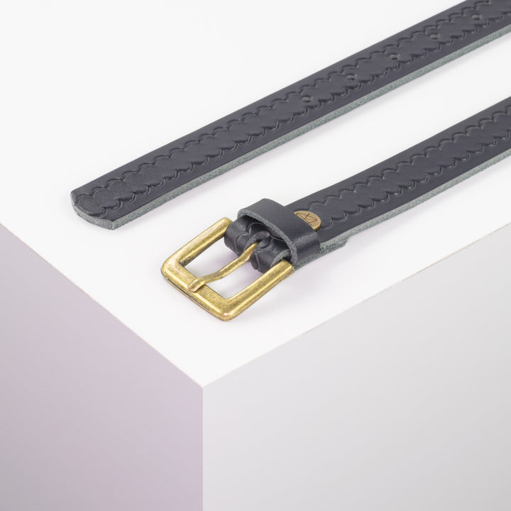 Ledergürtel 2,5cm mit Schnalle Tarifa Messing navi kleine Welle