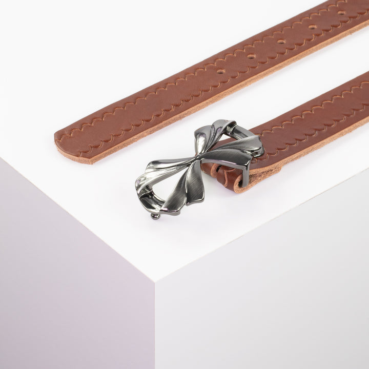 Ledergürtel 3cm mit Schnalle Paris cognac kleine Welle
