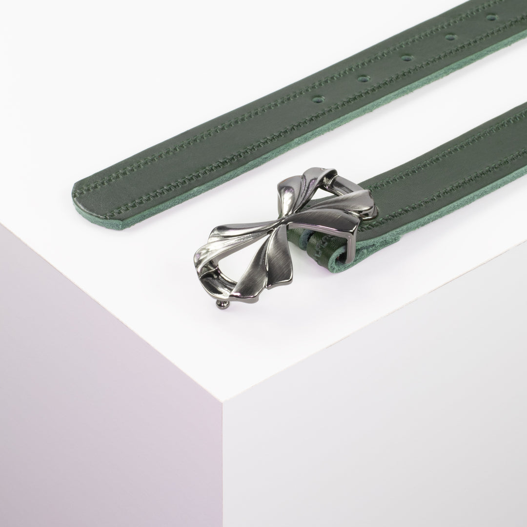 Ledergürtel 3cm mit Schnalle Paris grün Reißverschluss