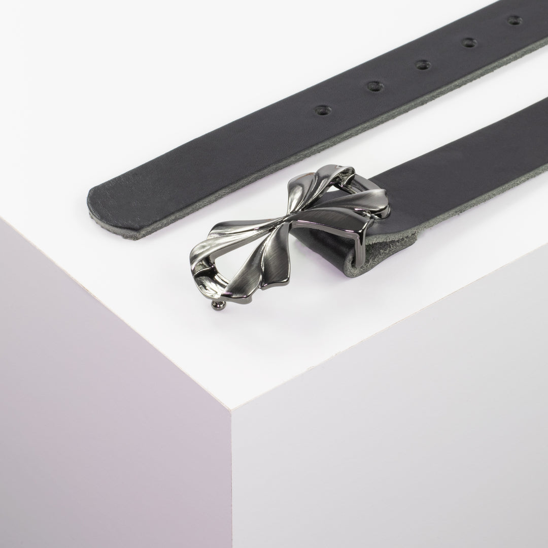 Ledergürtel 3cm mit Schnalle Paris schwarz ohne Muster