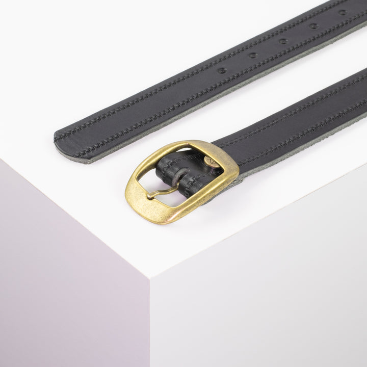 Ledergürtel 3cm mit Schnalle Budapest messing schwarz Reißverschluss