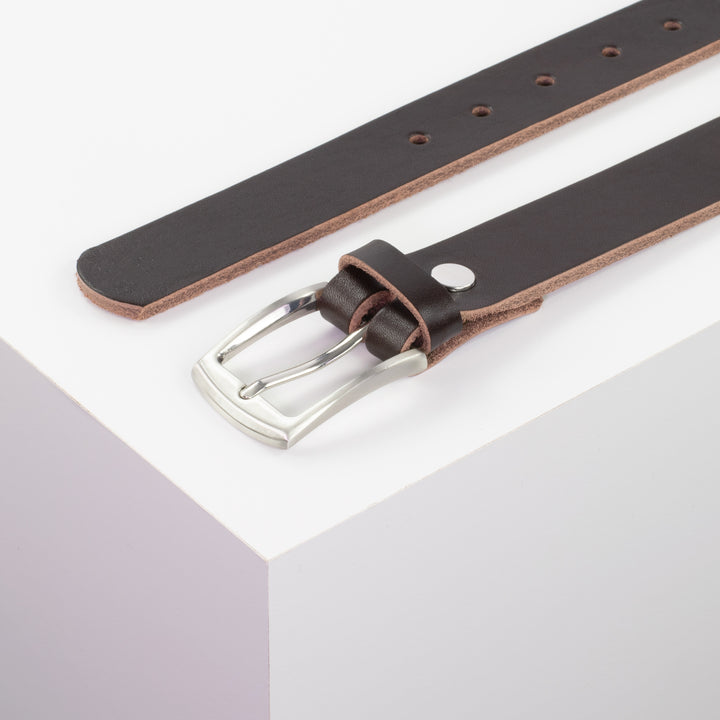 Ledergürtel 3cm mit Schnalle Washington dunkelbraun ohne Muster