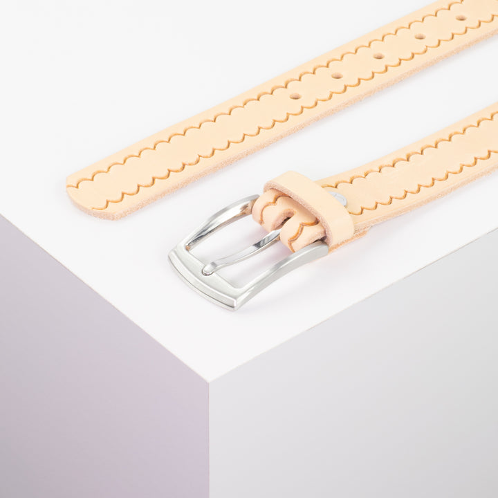 Ledergürtel 3cm mit Schnalle Washington natur kleine Welle
