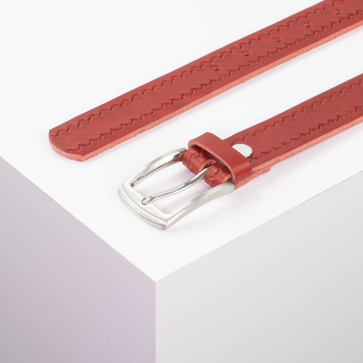 Ledergürtel 3cm mit Schnalle Washington rot kleine Welle