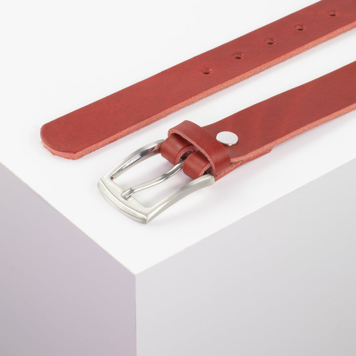 Ledergürtel 3cm mit Schnalle Washington rot ohne Muster