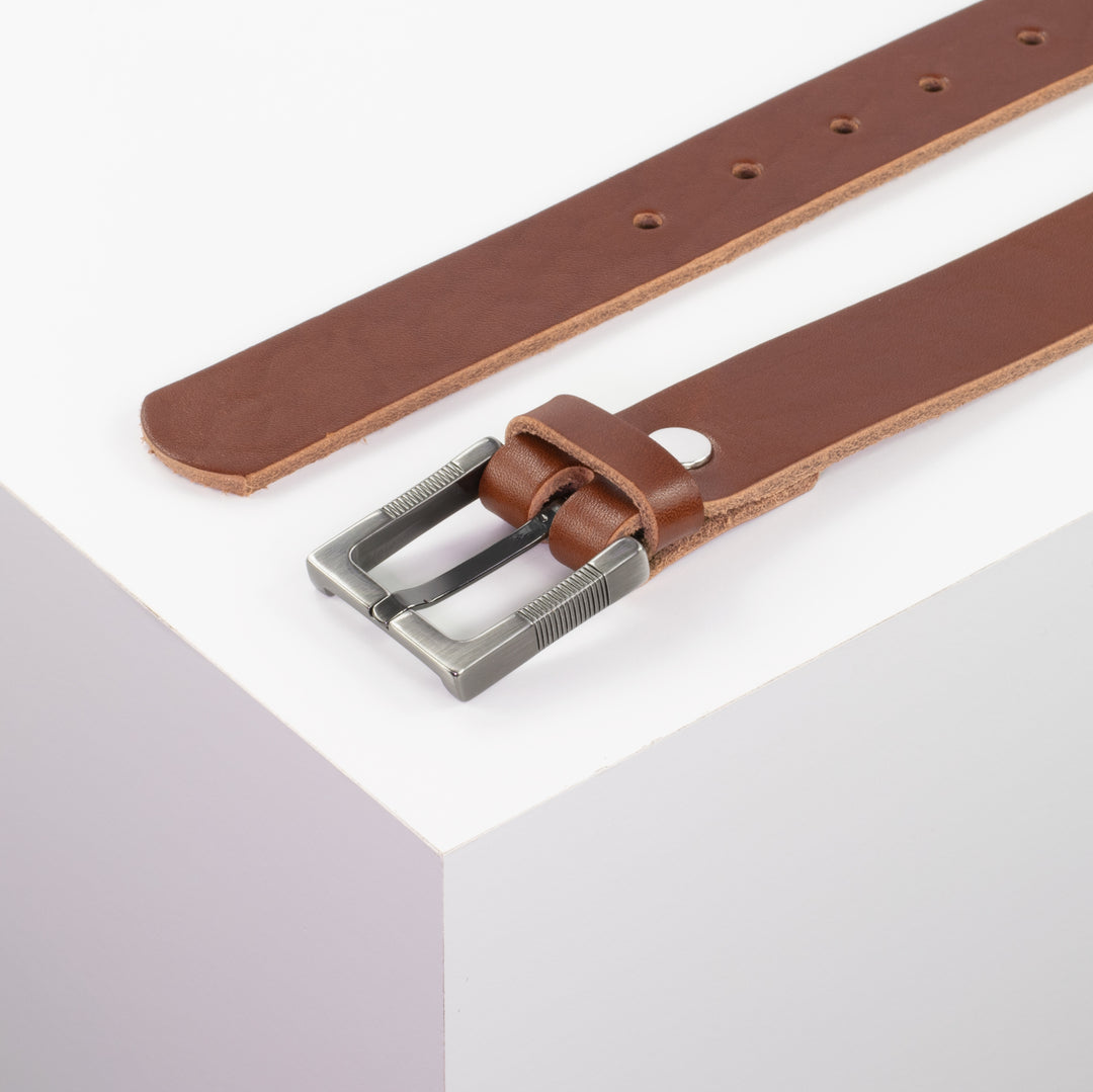 Ledergürtel 3cm mit Schnalle Denver cognac ohne Muster