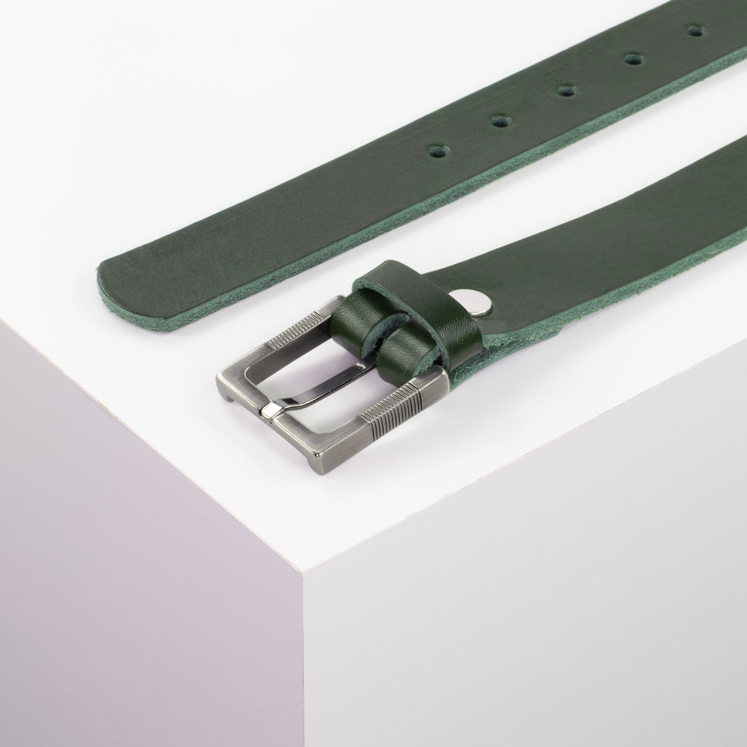 Ledergürtel 3cm mit Schnalle Denver grün ohne Muster