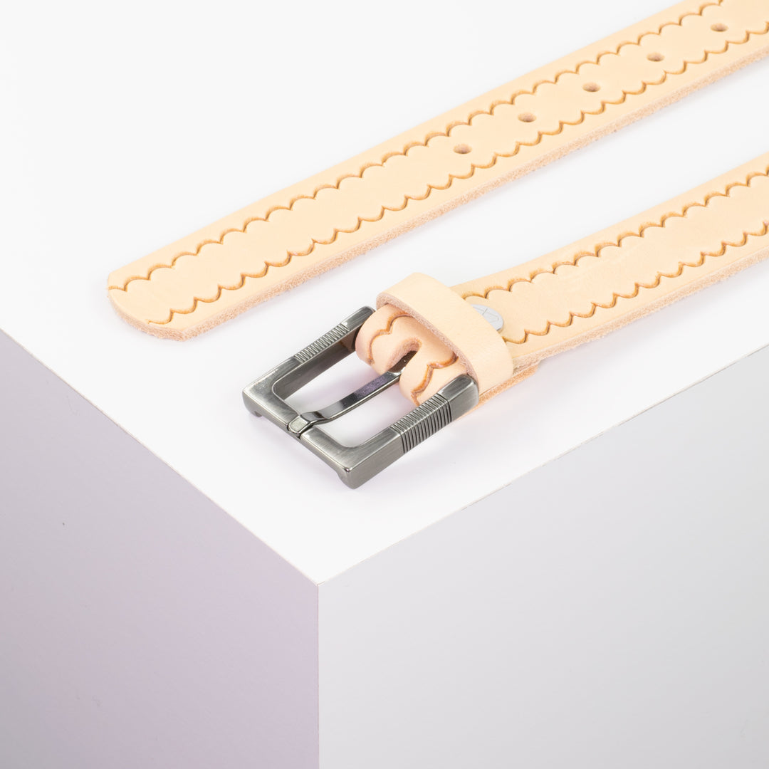Ledergürtel 3cm mit Schnalle Denver natur kleine Welle