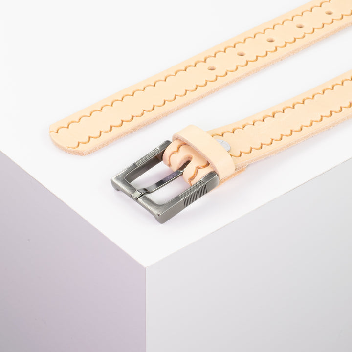Ledergürtel 3cm mit Schnalle Denver natur kleine Welle