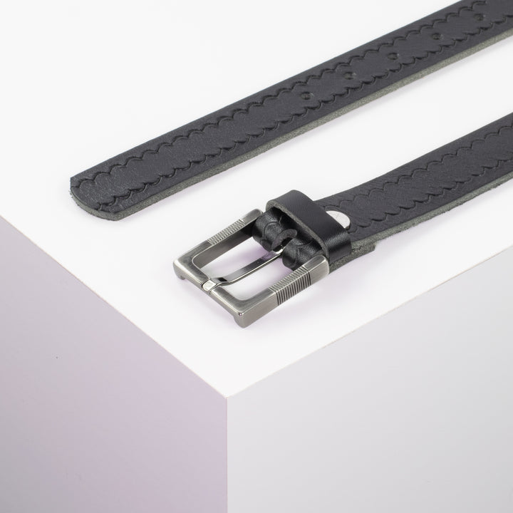 Ledergürtel 3cm mit Schnalle Denver schwarz kleine Welle