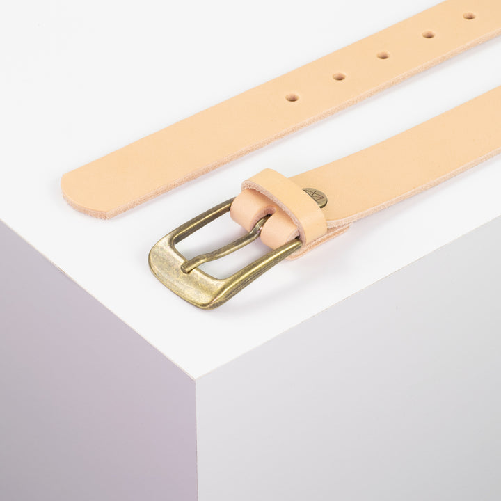 Ledergürtel 3cm mit Schnalle Brüssel messing natur ohne Muster