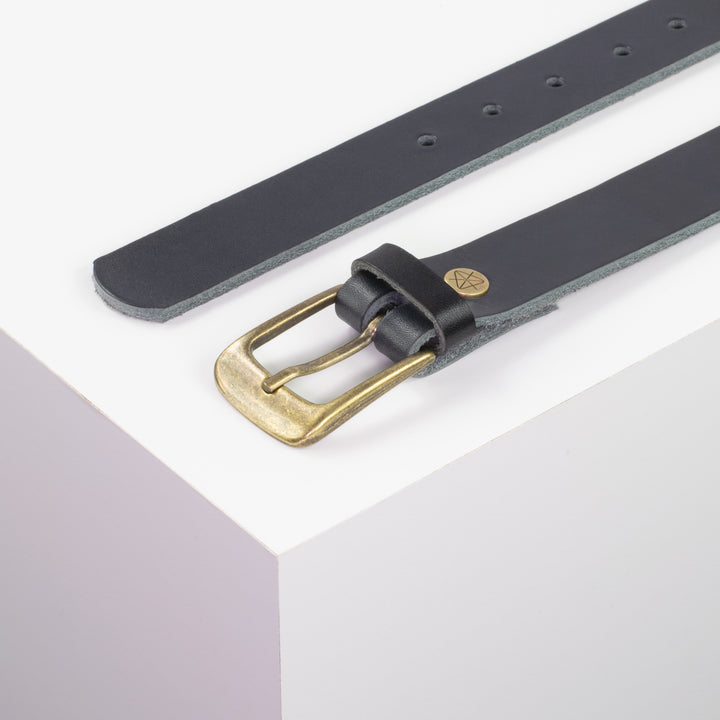 Ledergürtel 3cm mit Schnalle Brüssel messing navi ohne Muster