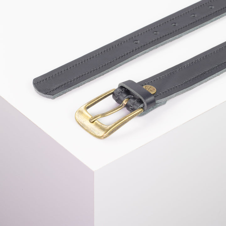 Ledergürtel 3cm mit Schnalle Brüssel messing navi Reißverschluss