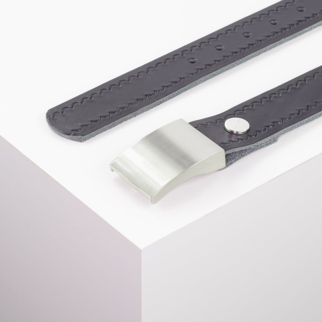 Ledergürtel 3,5cm mit Schnalle London navi kleine Welle