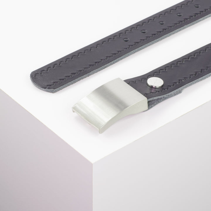 Ledergürtel 3,5cm mit Schnalle London navi kleine Welle