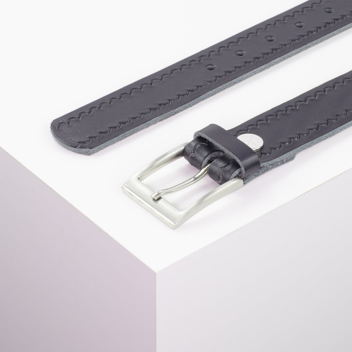 Ledergürtel 3,5cm mit Schnalle New York navi kleine Welle