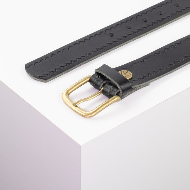 Ledergürtel 3,5cm mit Schnalle Granada schwarz kleine Welle