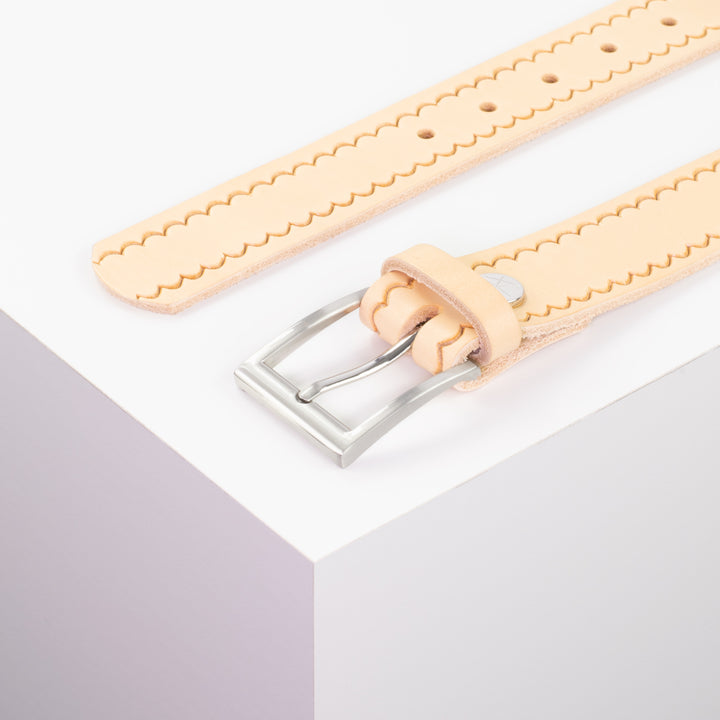 Ledergürtel 3,5cm mit Schnalle San Francisco natur kleine Welle