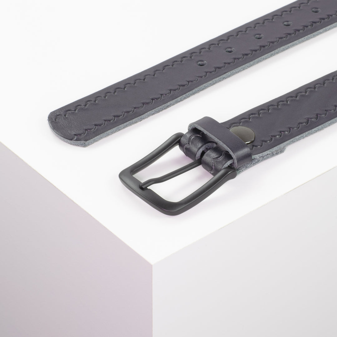 Ledergürtel 3,5cm mit Schnalle Rio navi kleine Welle