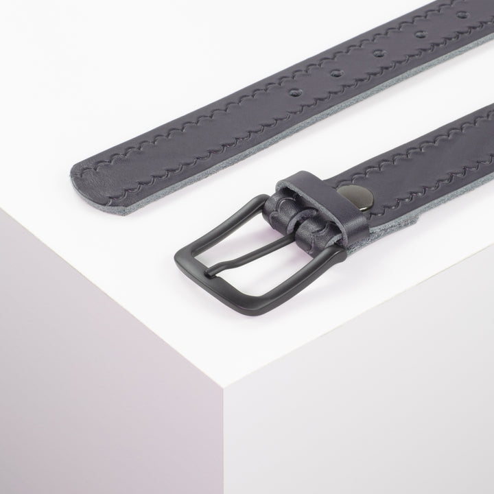Ledergürtel 3,5cm mit Schnalle Rio navi kleine Welle
