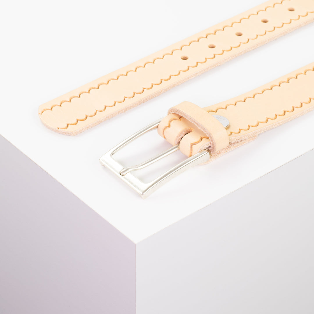 Ledergürtel 3,5cm mit Schnalle San Sebastian natur kleine Welle