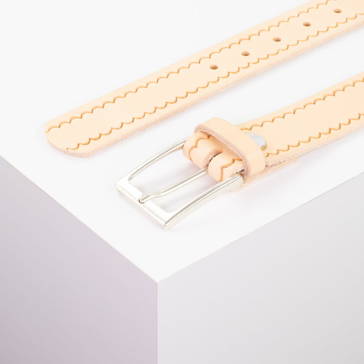 Ledergürtel 3,5cm mit Schnalle San Sebastian natur kleine Welle