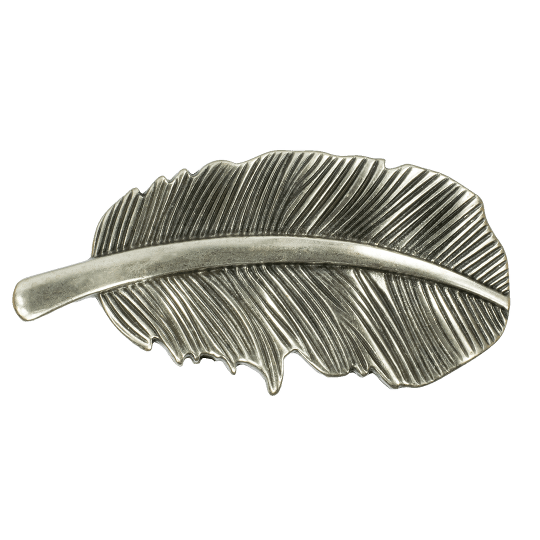 Gürtelschnalle 4cm Feder silber matt