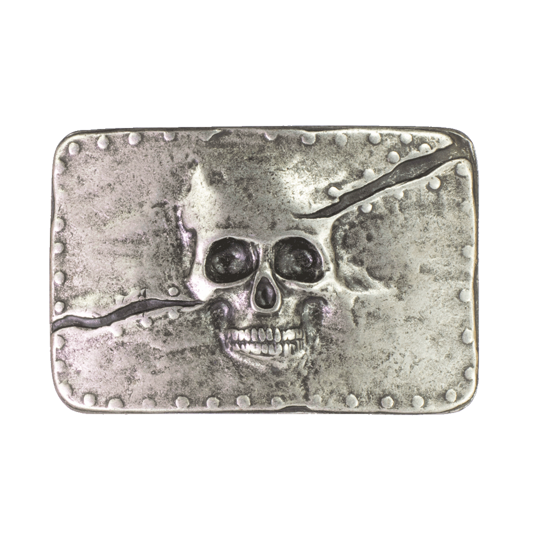 Gürtelschnalle 4cm Totenkopf silber
