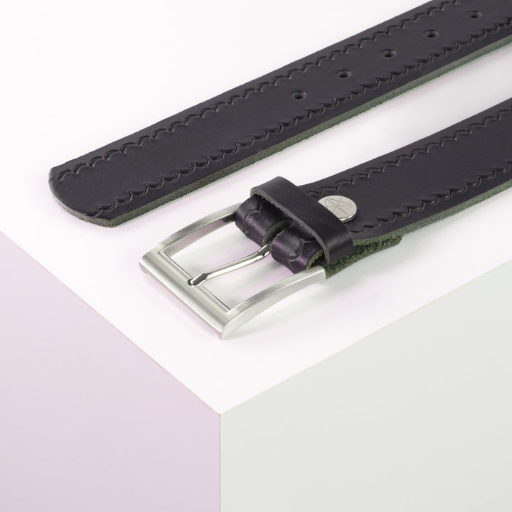 Ledergürtel 4cm mit Schnalle Milano navi kleine Welle