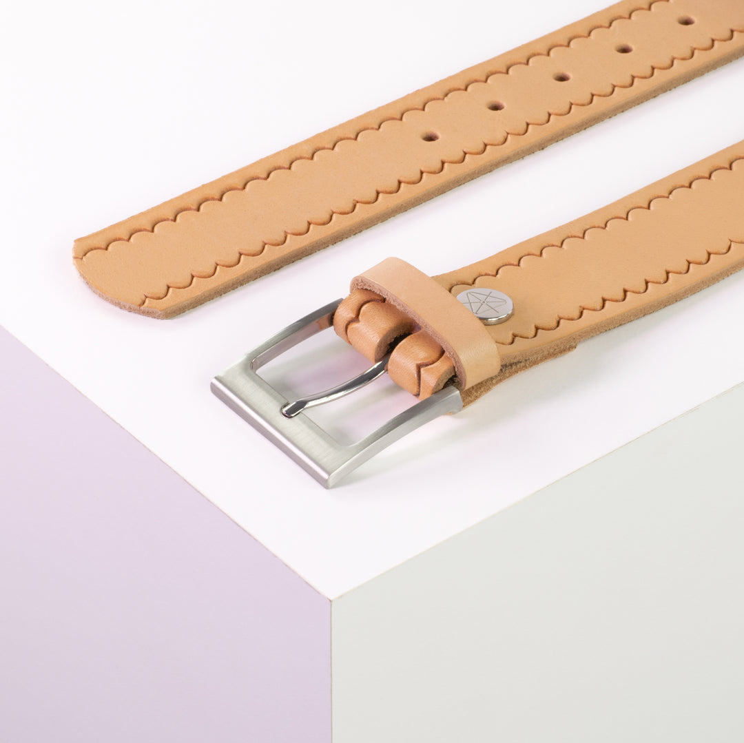 Ledergürtel 4cm mit Schnalle Copenhagen natur kleine Welle