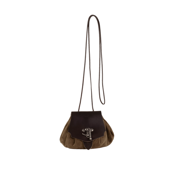 Hand- &amp; Gürteltasche Größe M hellbraun Velourseder